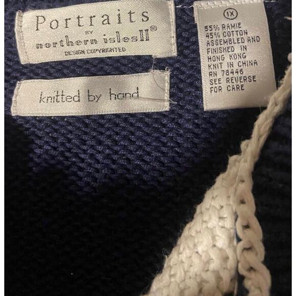 VTG NORTHERN ISLES HAND KNIT SHORT SLEEVED Nautical SWEATER Americana Sailor 1X - Picture 4 of 4
